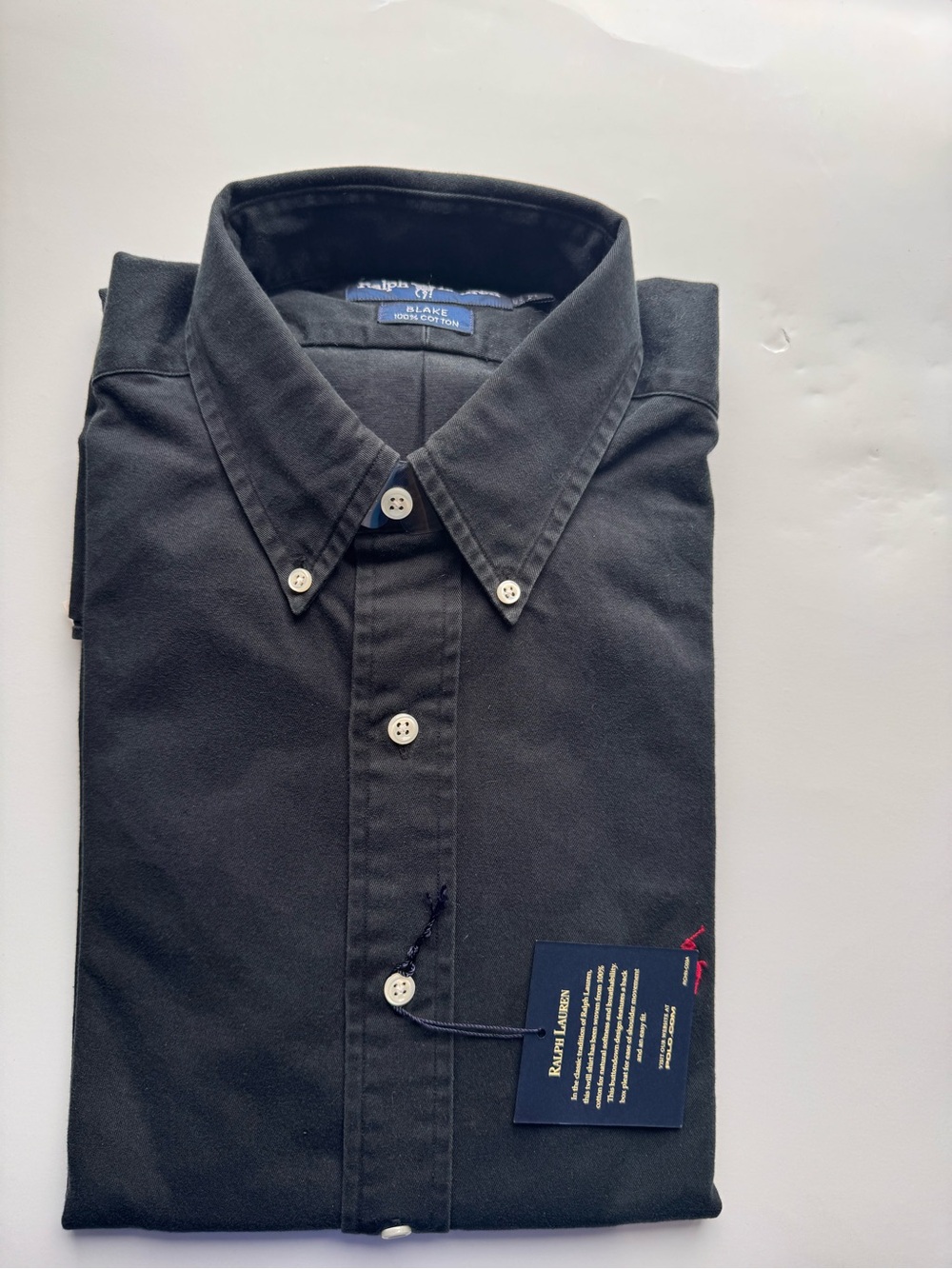 Ralph Lauren M Men's Black Button-Down Shirt - Polo Style Blake 100% cotton